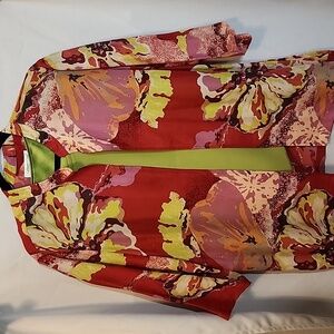Coldwater Creek Floral Lightweight Silk Jacket PL